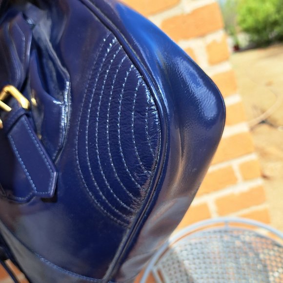 Victor Alfaro Patent Leather Purple Shoulder Bag Large Tote Style with Dust Bag - Picture 8 of 16